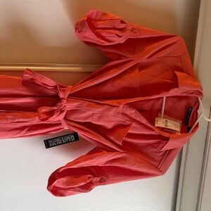 NY &C Coral Tie-Waist Shirt Dress